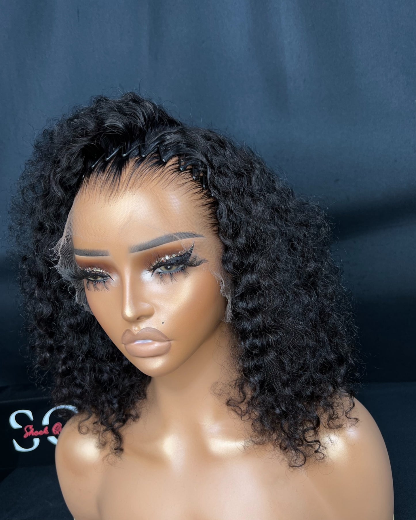 “ANGÈLE” 13x4 HD LACE FRONTAL, 12 INCHES, BRAZILIAN CURLY, READY TO WEAR WIG