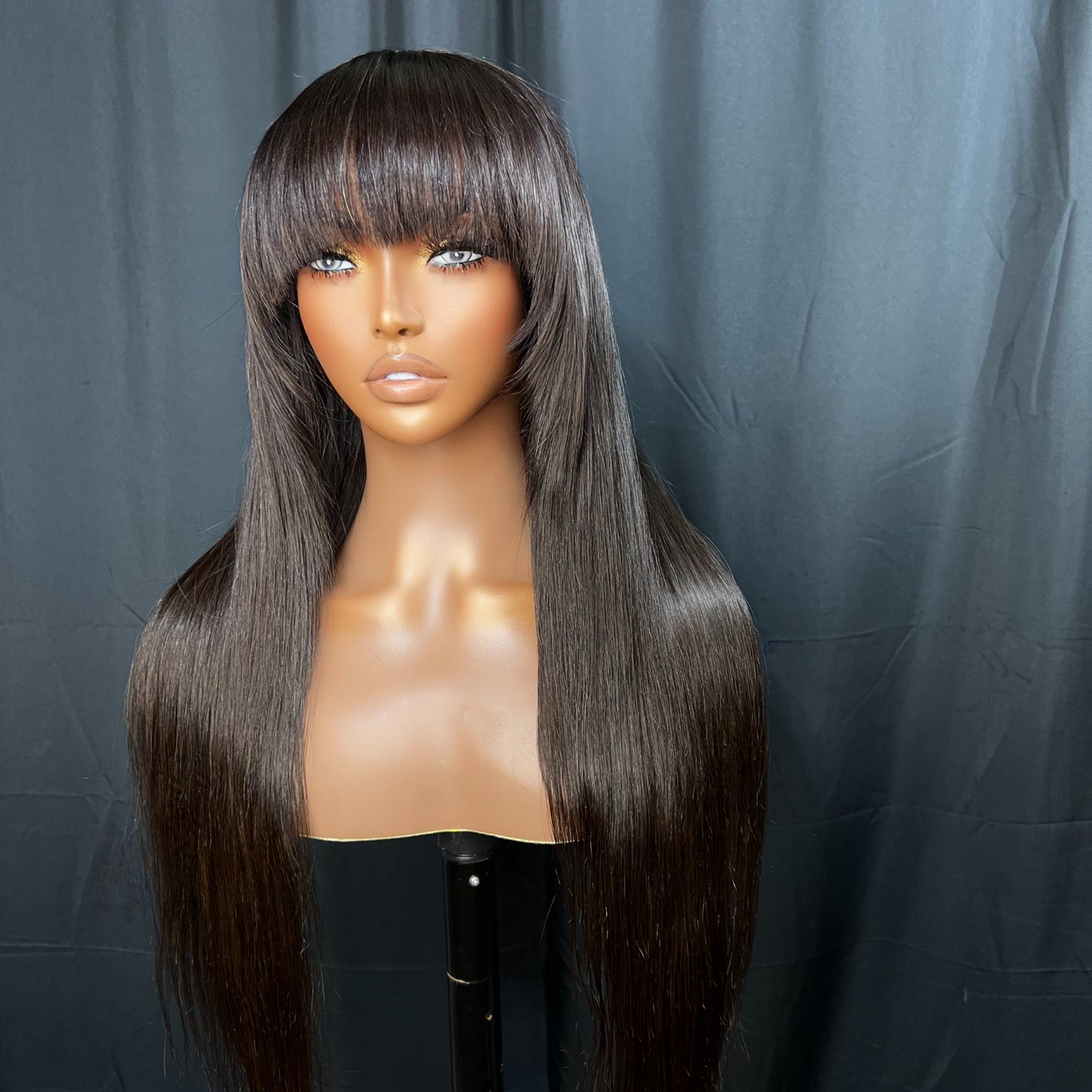 “RAVEN” PRONTA PARA ENVIAR PERUCA, PERUCAS DE CABELO HUMANO LONGA COM FRANJA, PERUCA SEM COLA DE 22 POLEGADAS