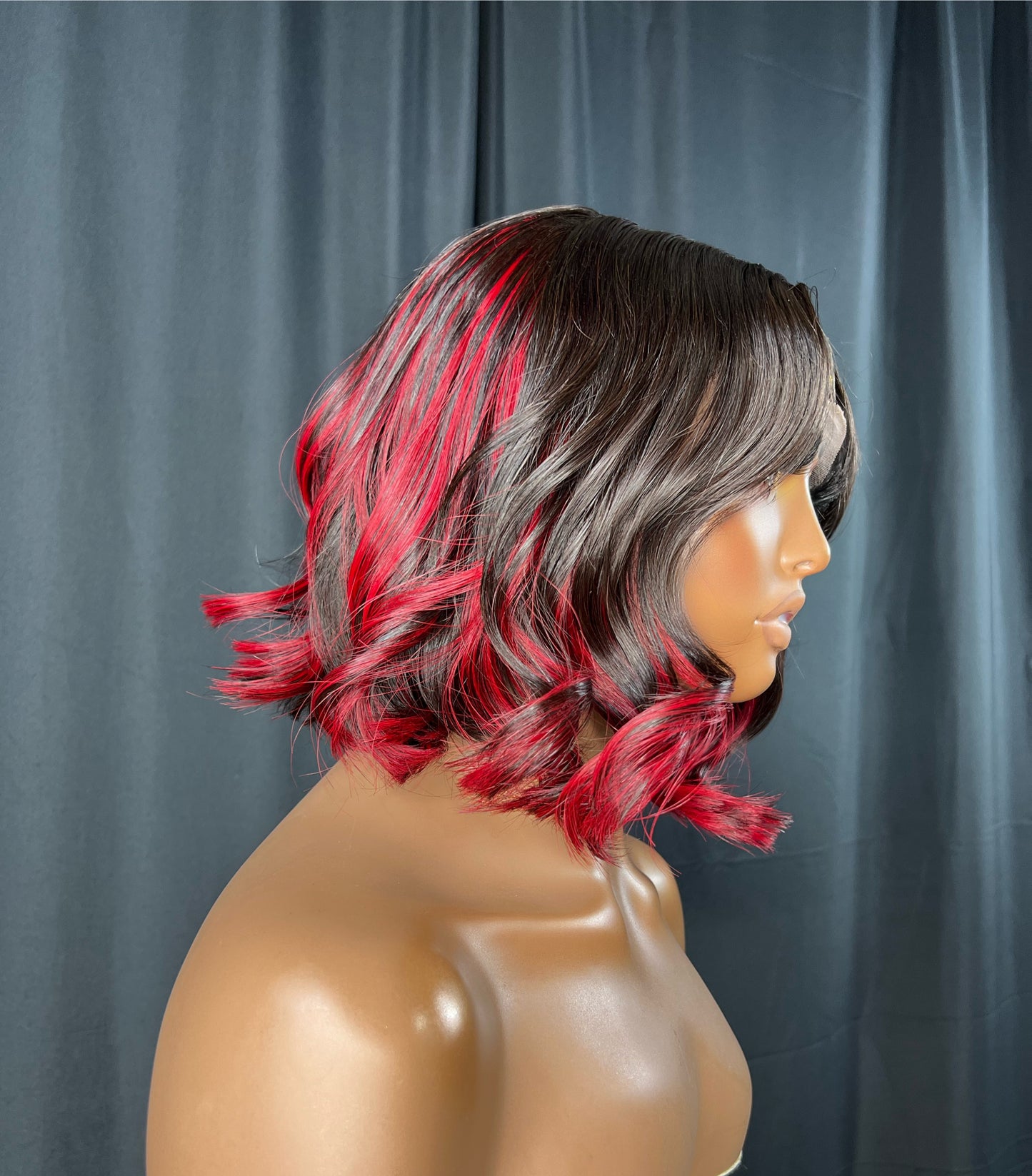“PRIYA” PERUCA PRONTA PARA ENVIAR, FECHO DE RENDA 5X5, PERUCA DE 12 POLEGADAS, PERUCA BOB DE CABELO HUMANO VERMELHO,