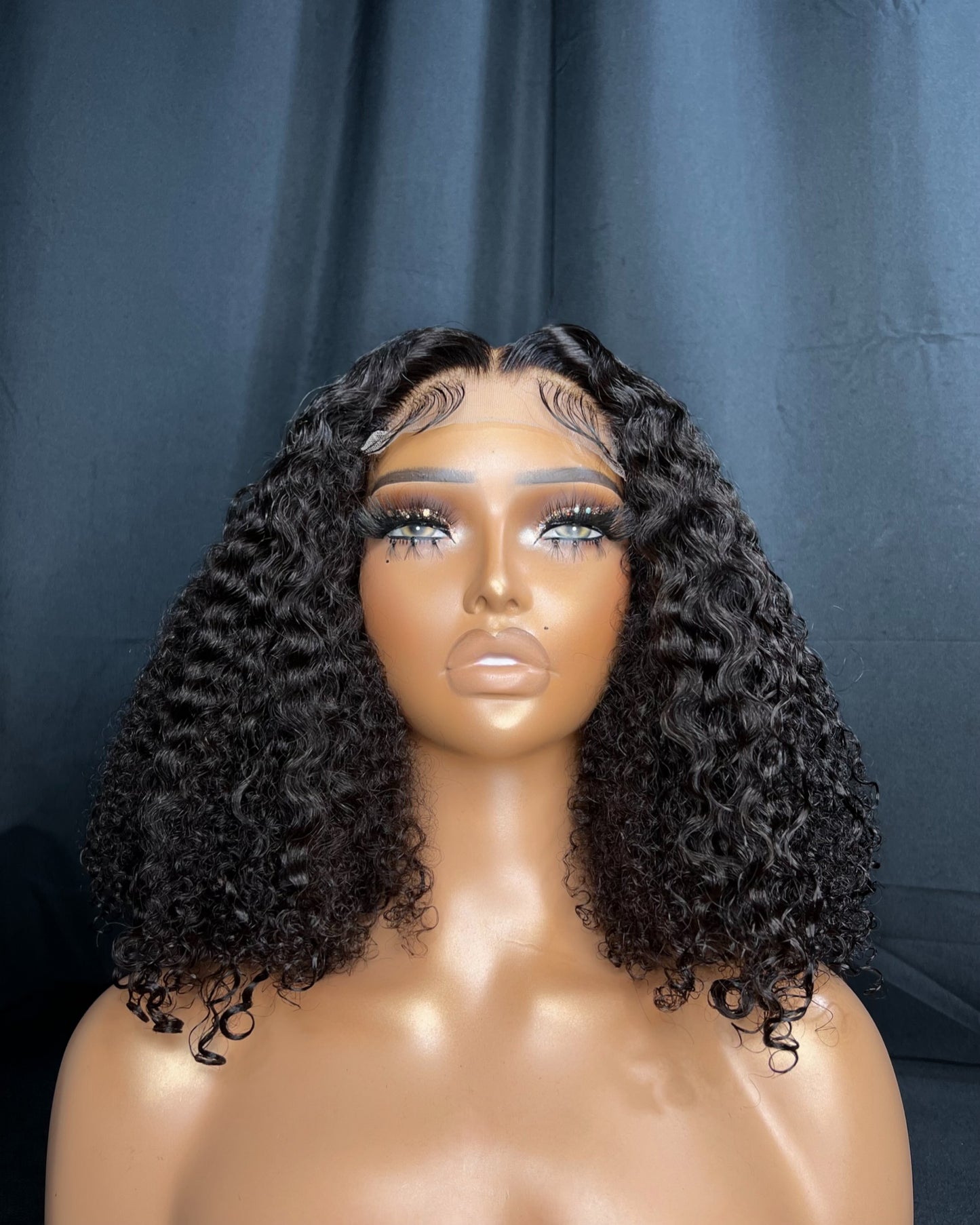 "ESTHER" 4X4 TRANSPARENT LACE, 16-INCH, KINKY CURLY, LAST 3 YEARS PLUS, READY TO SHIP WIG