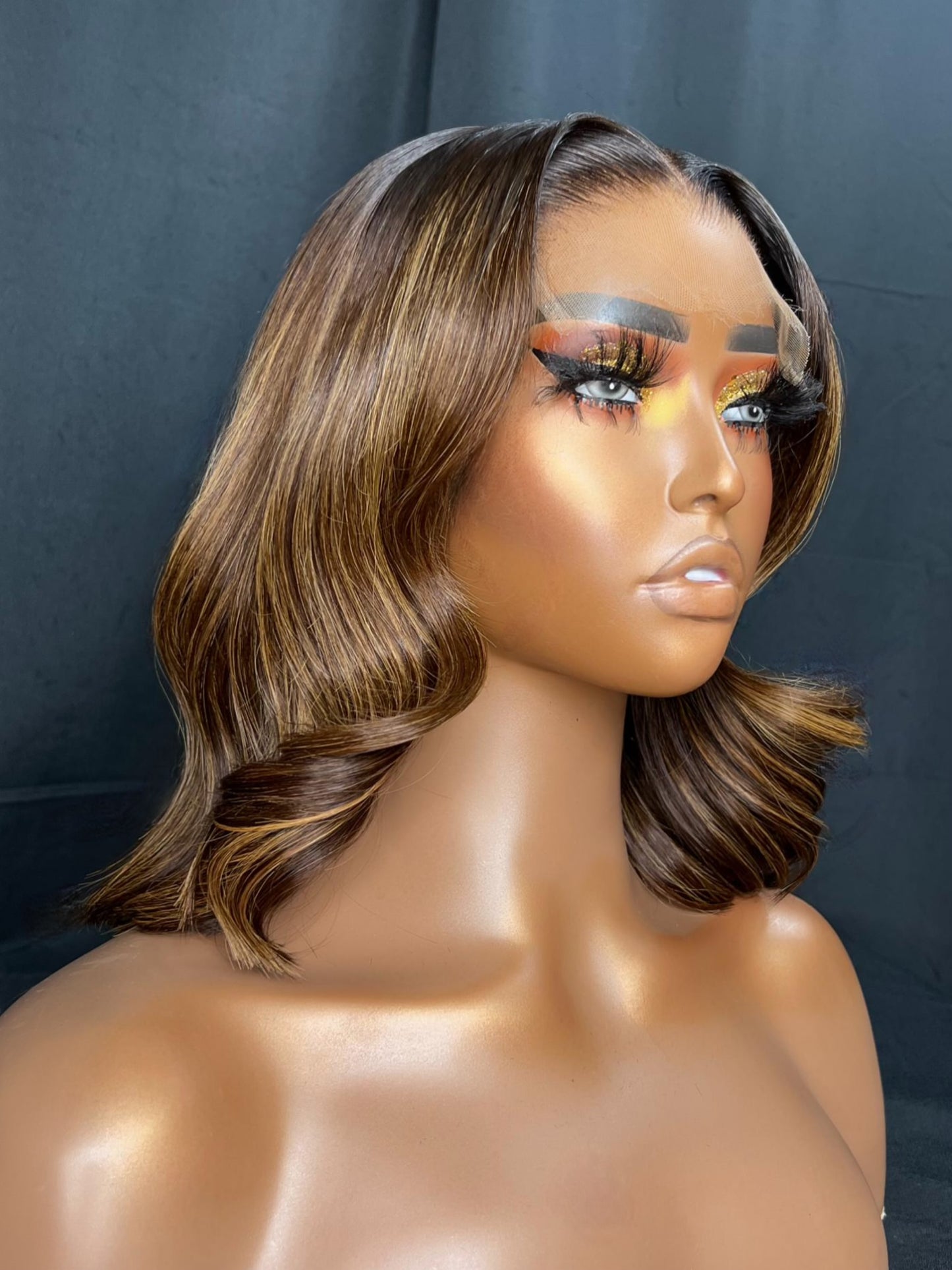 “EDEN” 5x5 HD LACE, 14 INCH, CUSTOM HIGHLIGHTS BOB, GLUE-LESS WIG