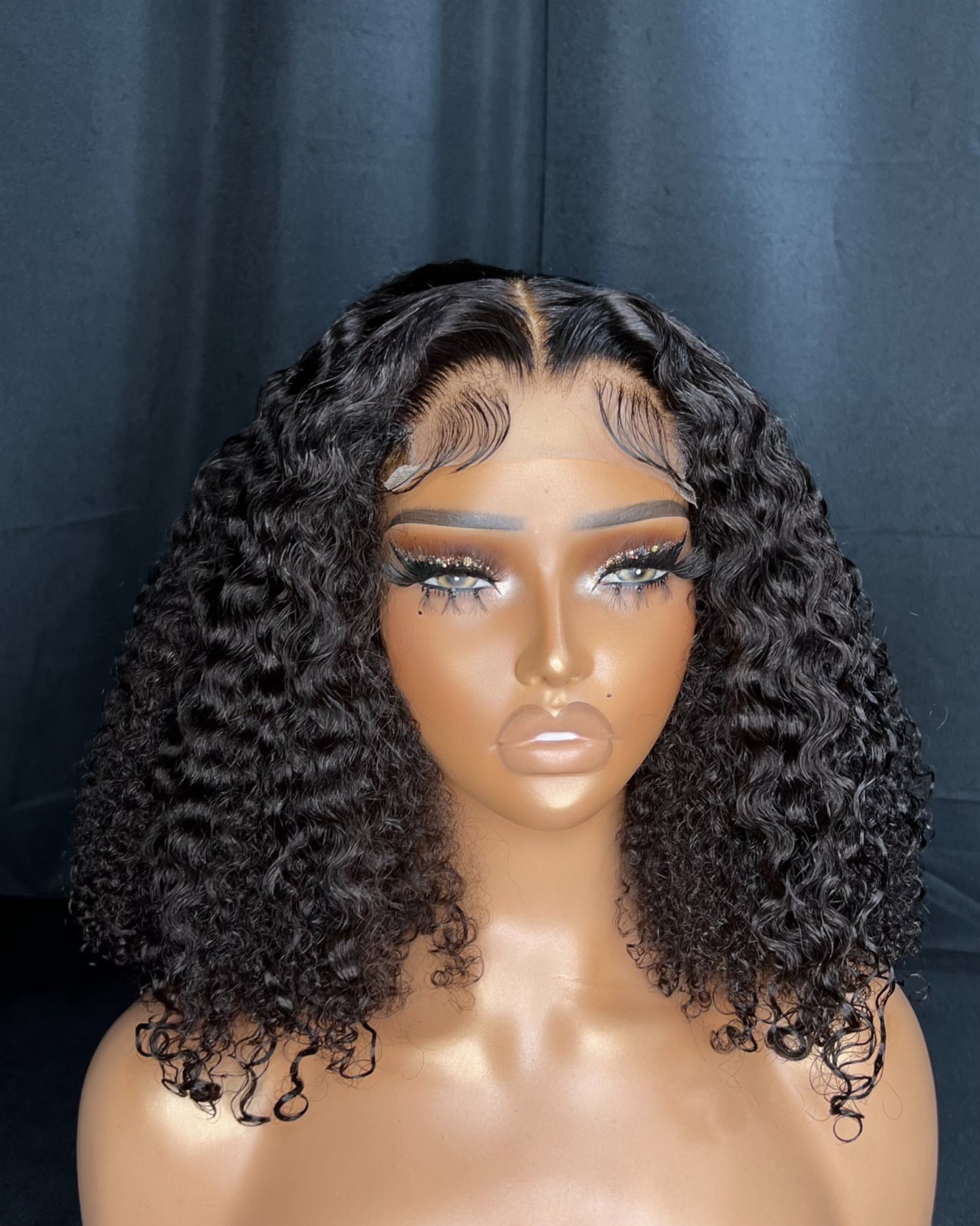 "ESTHER" 4X4 TRANSPARENT LACE, 16-INCH, KINKY CURLY, LAST 3 YEARS PLUS, READY TO SHIP WIG