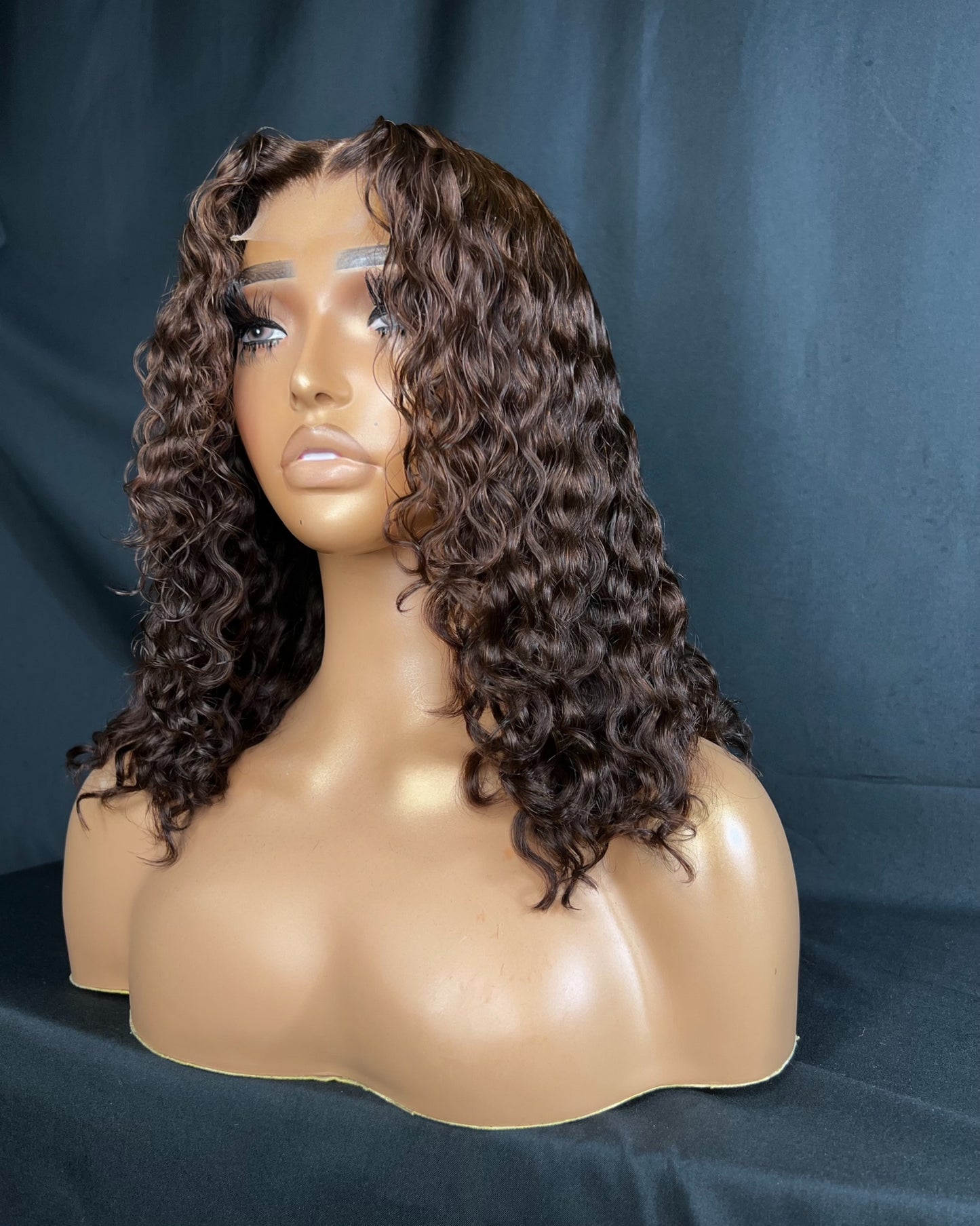 “JUSTINA” LARGE CAP, 2X6 HD LACE CLOSURE, 12-INCH, CURLY, READY TO SHIP WIG
