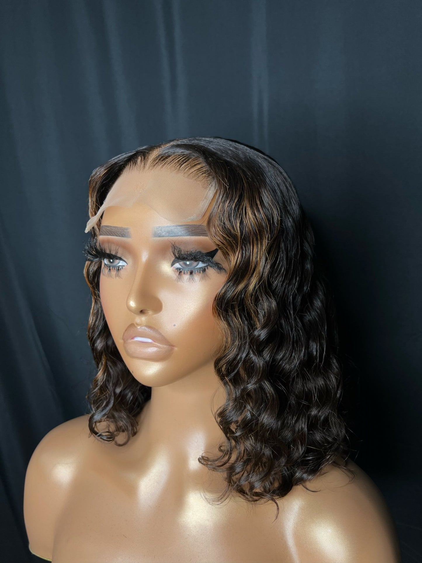 "NICHELLE" 12-INCH, BLUNT CUT LOOSE DEEP WAVE, GLUE-LESS READY TO WEAR WIG