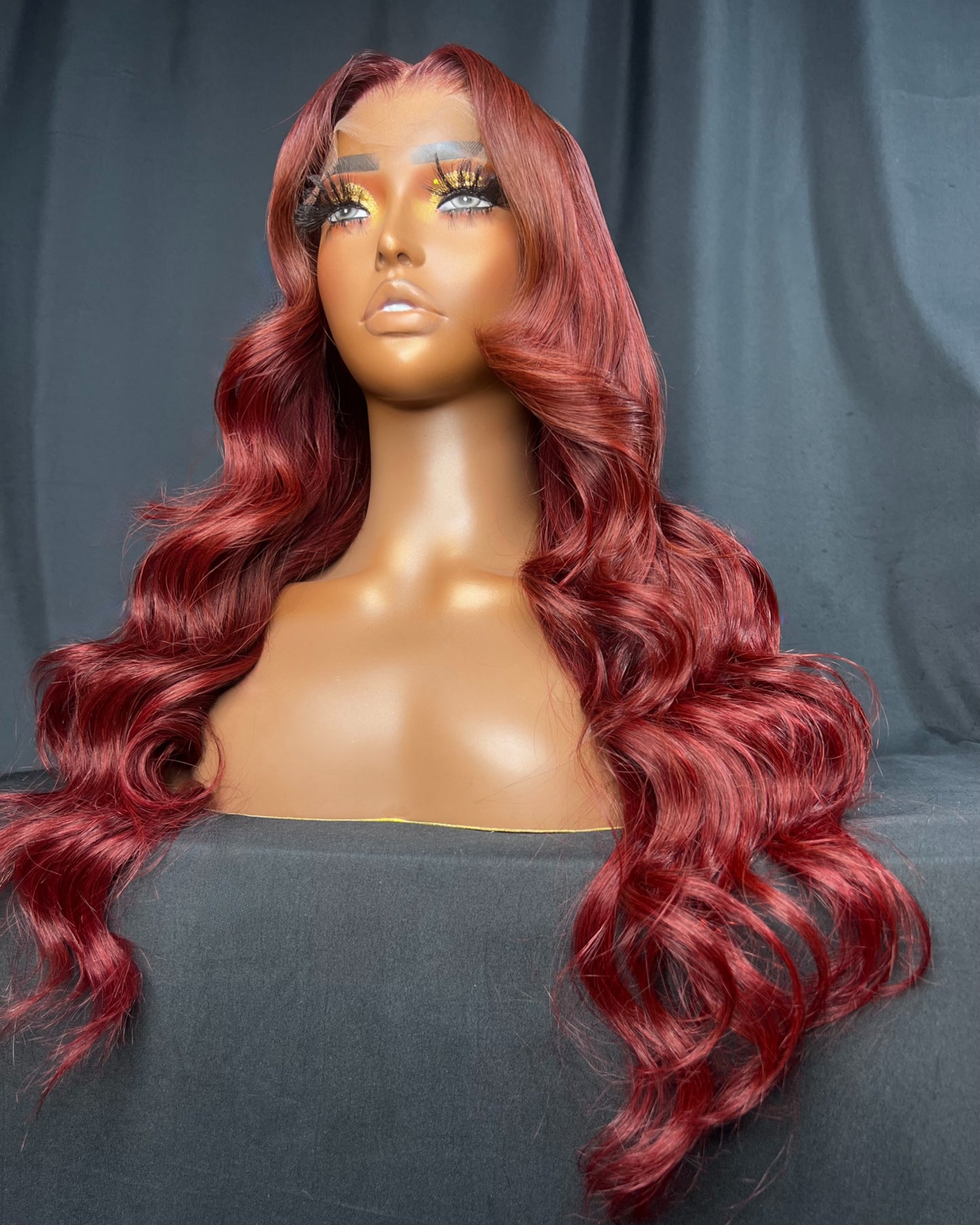 “BLAZE” 5x5 CLOSURE, HD LACE, 20-INCH, LAST 1-2 YEARS, READY TO WEAR RED WIG