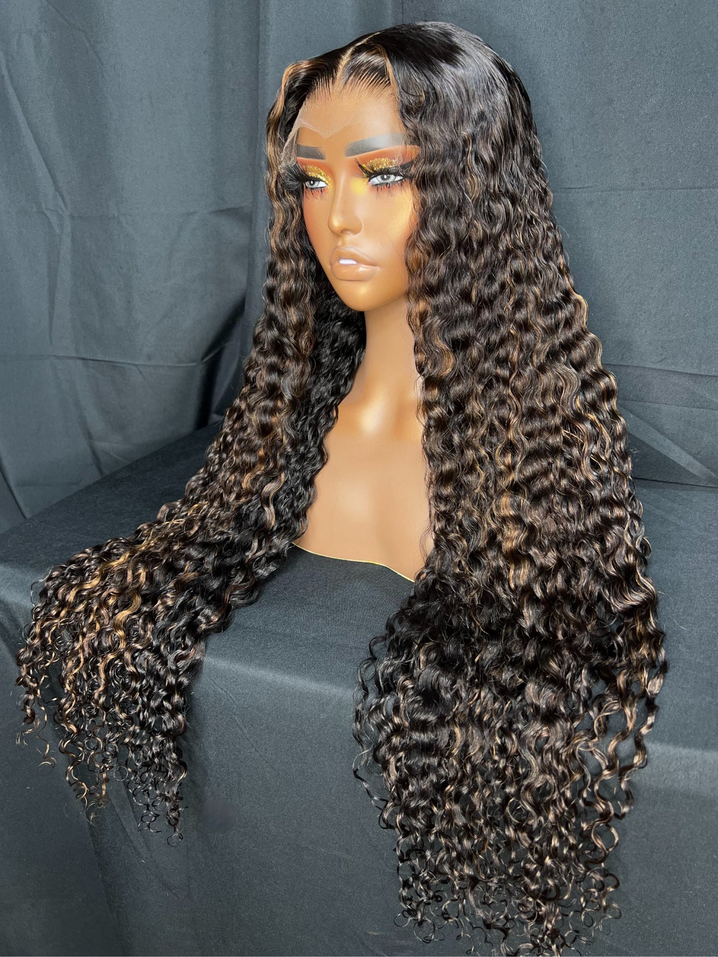 "JULIETTE" 5X5 CLOSURE, HD LACE, 30-INCH, CURLY TEXTURE, HIGHIGHTS, LAST 2 YEARS PLUS, READY TO SHIP WIG