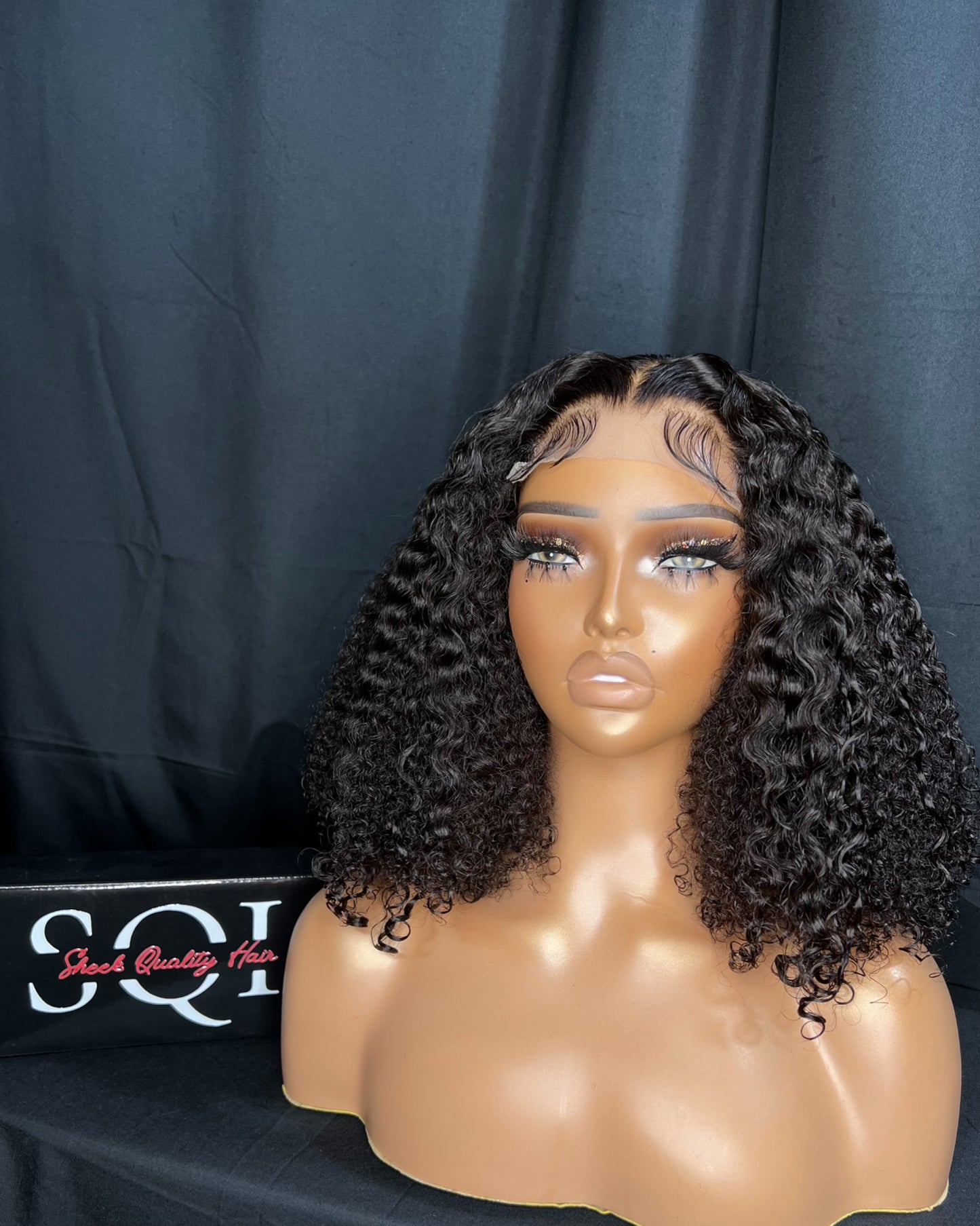 "ESTHER" 4X4 TRANSPARENT LACE, 16-INCH, KINKY CURLY, LAST 3 YEARS PLUS, READY TO SHIP WIG