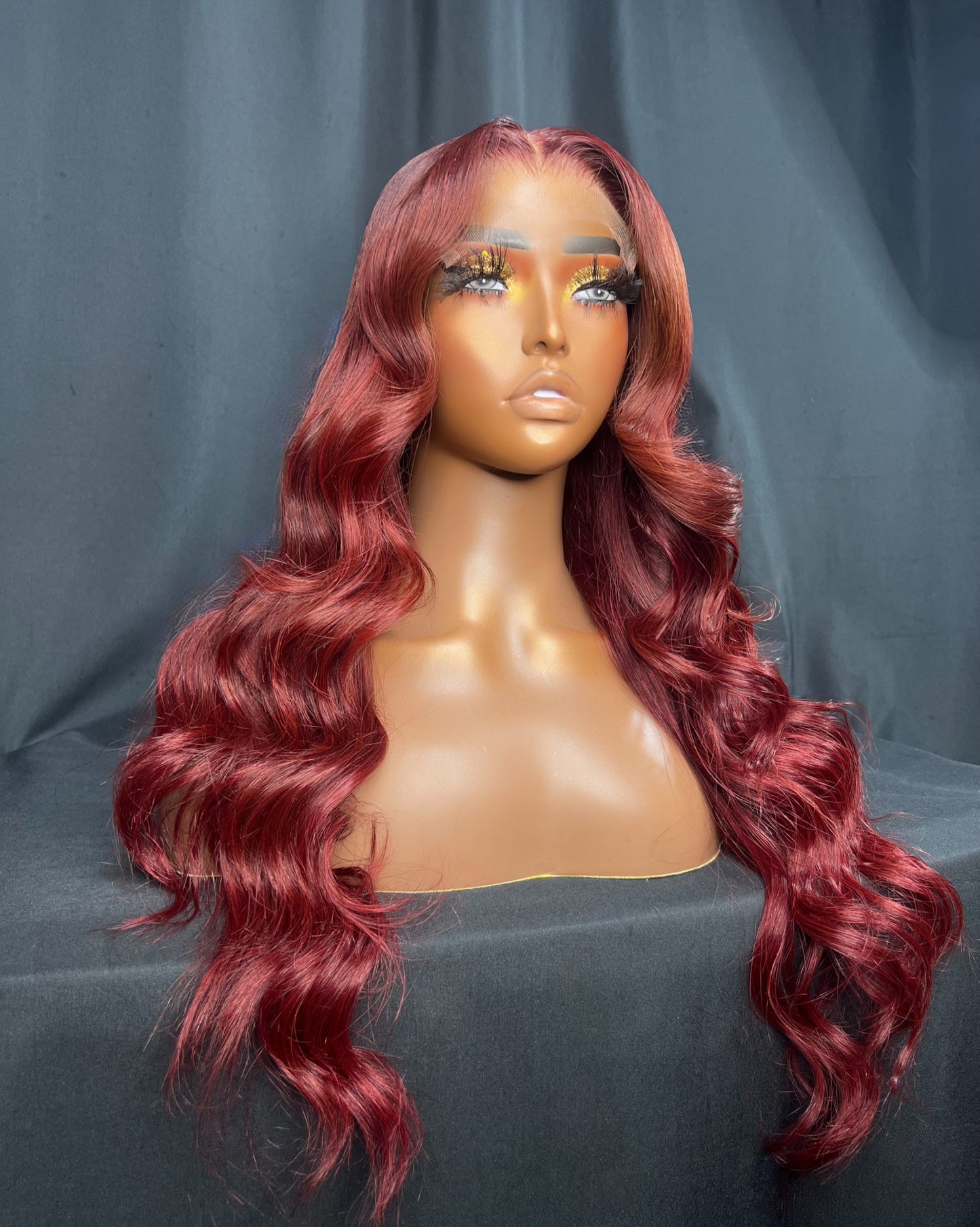 “BLAZE” 5x5 CLOSURE, HD LACE, 20-INCH, LAST 1-2 YEARS, READY TO WEAR RED WIG