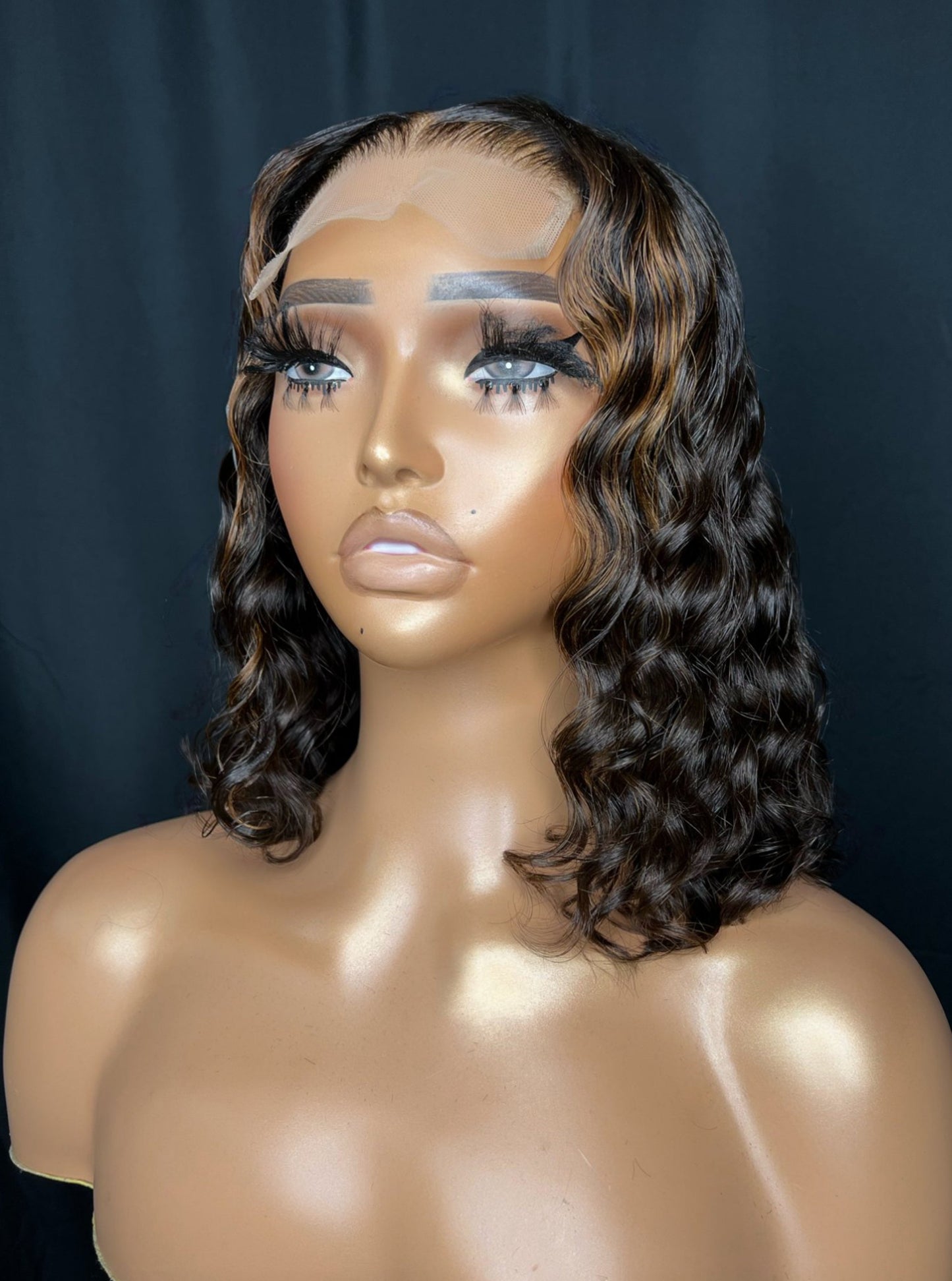 "NICHELLE" 12-INCH, BLUNT CUT LOOSE DEEP WAVE, GLUE-LESS READY TO WEAR WIG