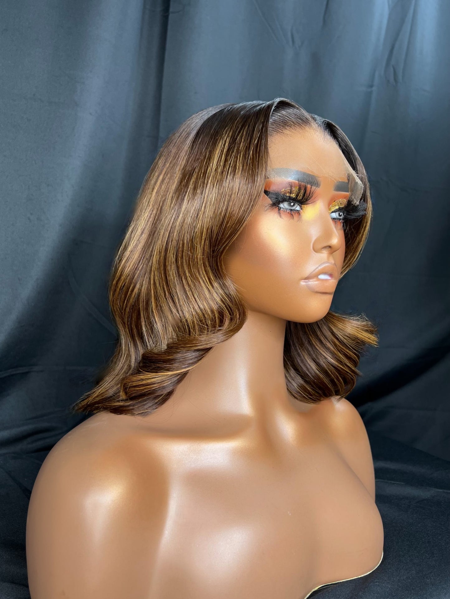 “EDEN” 5x5 HD LACE, 14 INCH, CUSTOM HIGHLIGHTS BOB, GLUE-LESS WIG