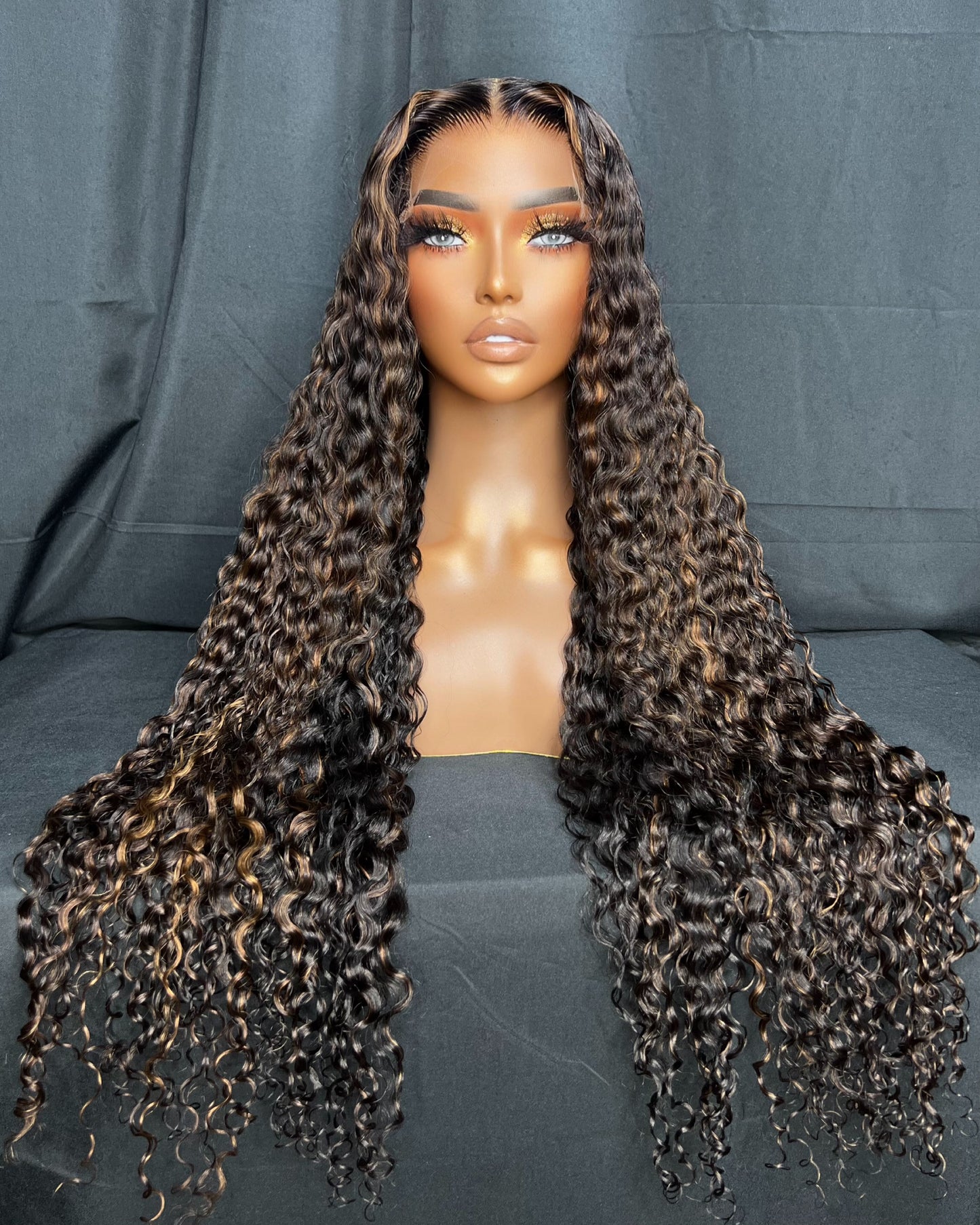 "JULIETTE" 5X5 CLOSURE, HD LACE, 30-INCH, CURLY TEXTURE, HIGHIGHTS, LAST 2 YEARS PLUS, READY TO SHIP WIG