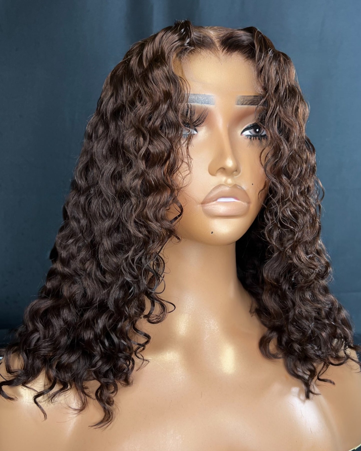 “JUSTINA” LARGE CAP, 2X6 HD LACE CLOSURE, 12-INCH, CURLY, READY TO SHIP WIG