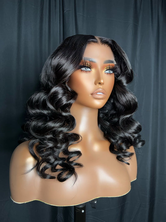 “MADELYN” READY TO SHIP WIG, 4X4 CLOSURE BEGINNER FRIENDLY WIG, LOOSE DEEP WAVE, 18 INCH BODY WAVE HAIR, EASY TO WEAR WIG