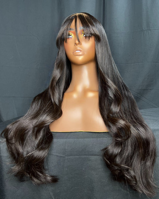 “KEHLANI” 5x5 CLOSURE, HD LACE, 22-INCHES, STRAIGHT, READY TO WEAR WIGS WITH BANGS