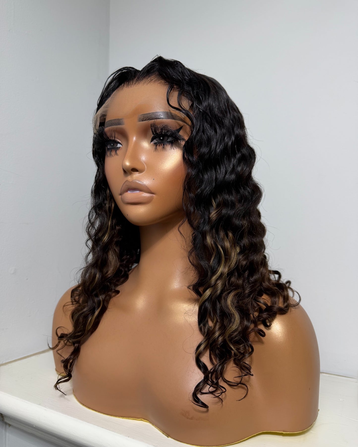 “LESHA” 5x5 CLOSURE, TRANSPARENT LACE, 14-INCH, DEEP WAVE, READY TO WEAR WIG