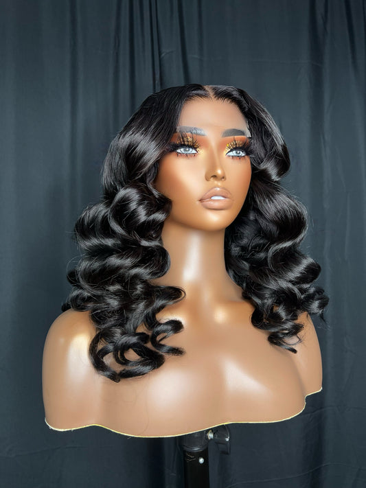“MADELYN” READY TO SHIP WIG, 4X4 CLOSURE BEGINNER FRIENDLY WIG, LOOSE DEEP WAVE, 18 INCH BODY WAVE HAIR, EASY TO WEAR WIG