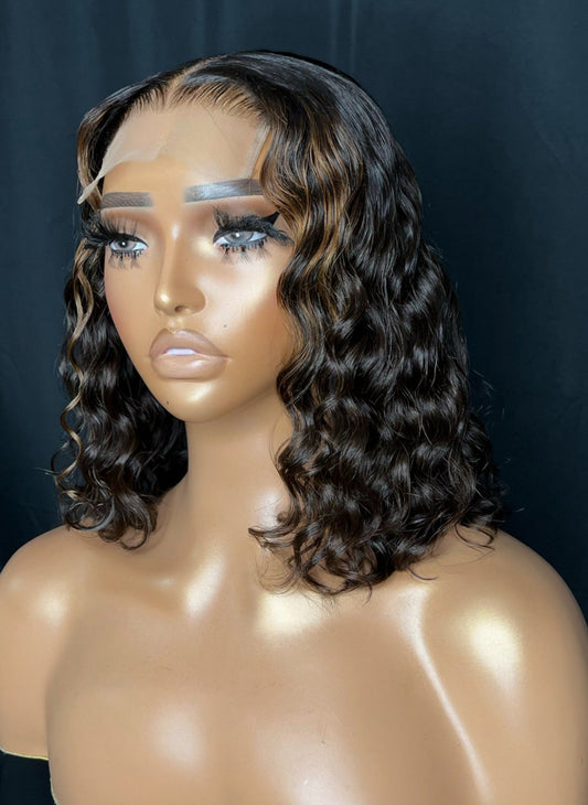 "NICHELLE" 12-INCH, BLUNT CUT LOOSE DEEP WAVE, GLUE-LESS READY TO WEAR WIG