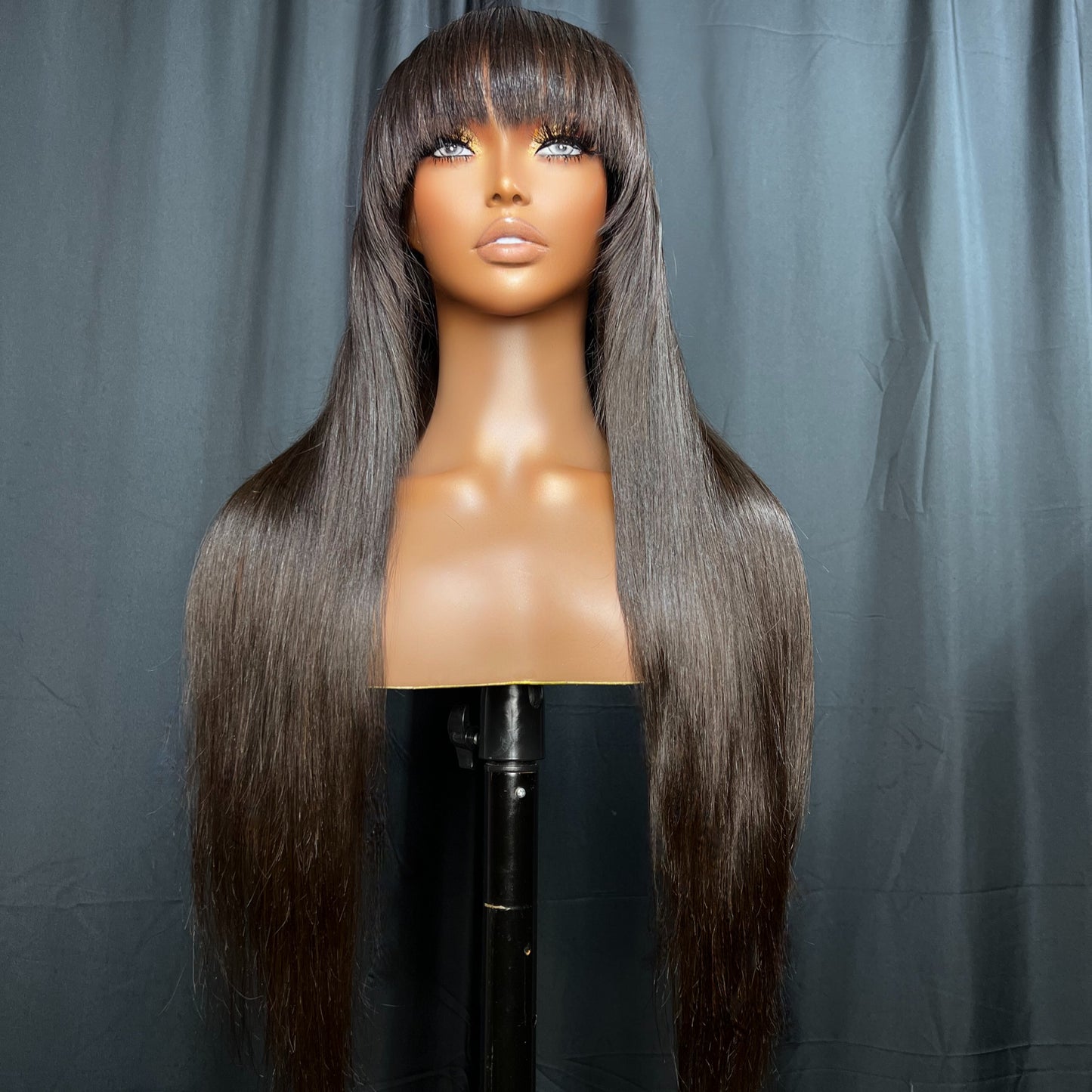 “RAVEN” READY TO SHIP WIG, LONG HUMAN HAIR WIGS WITH BANGS, GLUE-LESS 22 INCH WIG