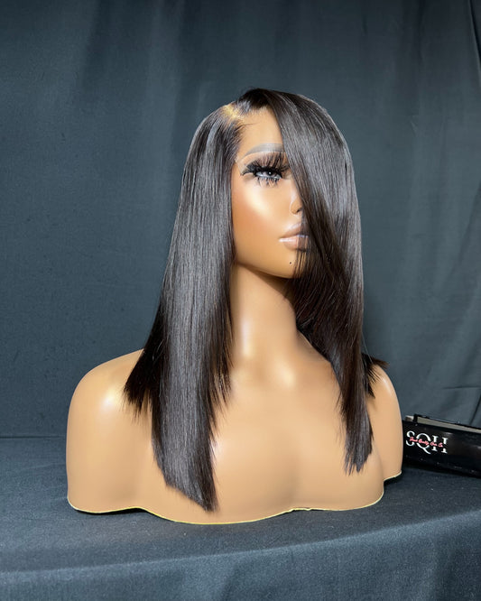"IVA" READY TO SHIP WIG, AFFORDABLE CLOSURE BOB WIG, PRE-MADE, 5X5 CLOSURE, HD LACE, 14-INCH, STRAIGHT, BOB WIG