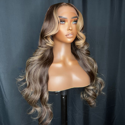 “INDIA” READY TO SHIP WIG, 22 INCH WEAR AND GO WIG, BALAYAGE HIGHLIGHTS, GLUELESS WIGS FOR BEGINNERS