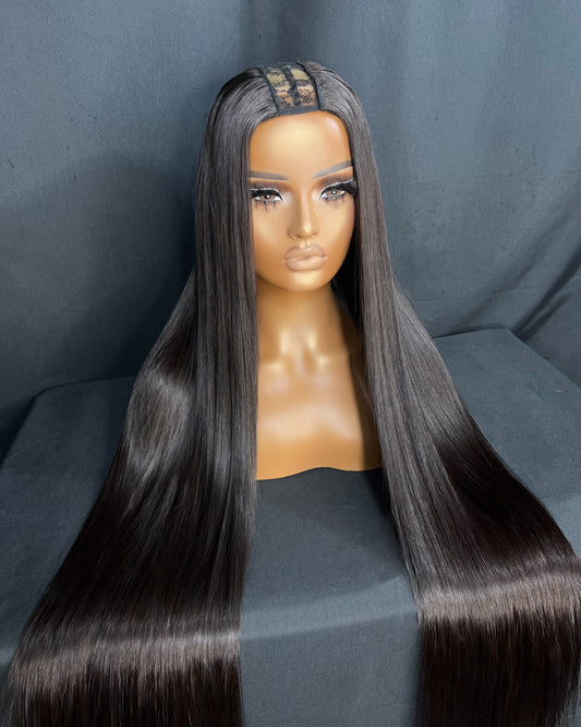 U-PART WIG, STRAIGHT 30-INCH, LAST 2-3 YEARS, READY TO SHIP WIG