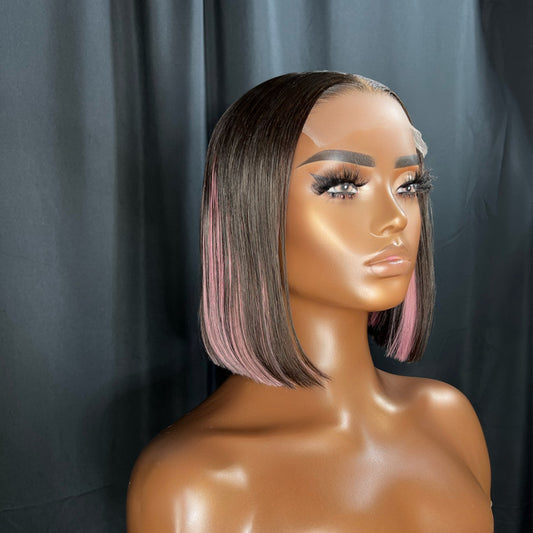 “CANDY” SHORT READY TO WEAR WIG, 5X5 HD LACE CLOSURE WIG, 12 INCH HUMAN HAIR WIG, READY TO SHIP WIG