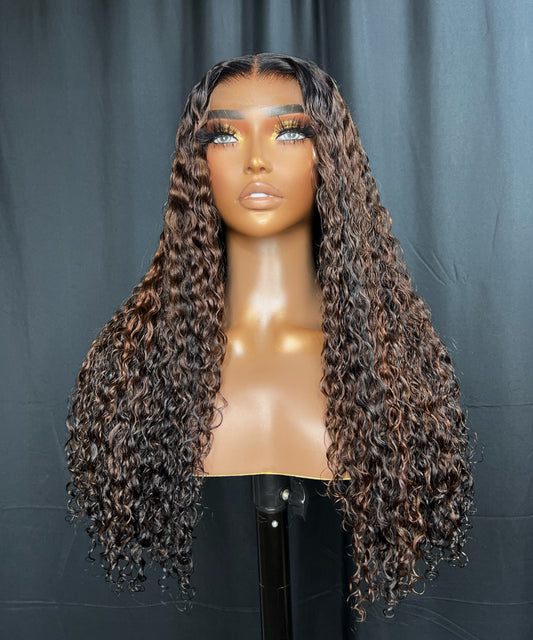 “Kyleigh” 22- INCH READY TO SHIP WIG, CURLY BALAYAGE HUMAN HAIR WIG, HD LACE GLUE-LESS, BEST CURLY HAIR WIG.