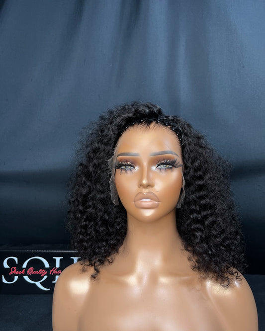 “ANGÈLE” 13x4 HD LACE FRONTAL, 12 INCHES, BRAZILIAN CURLY, READY TO WEAR WIG