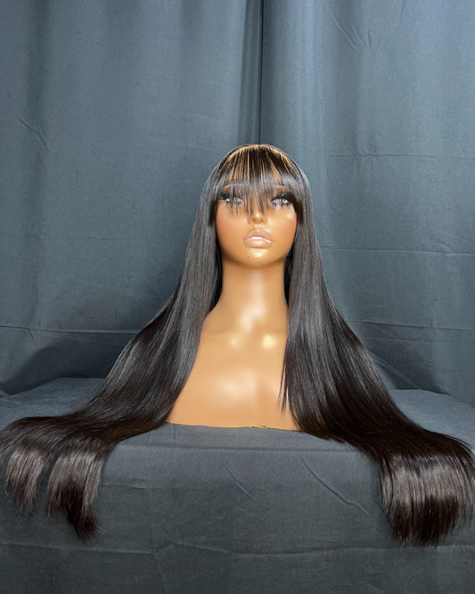 “ODESSA” 5x5 HD LACE CLOSURE, 22-INCHES, STRAIGHT, READY TO WEAR WIG WITH BANGS