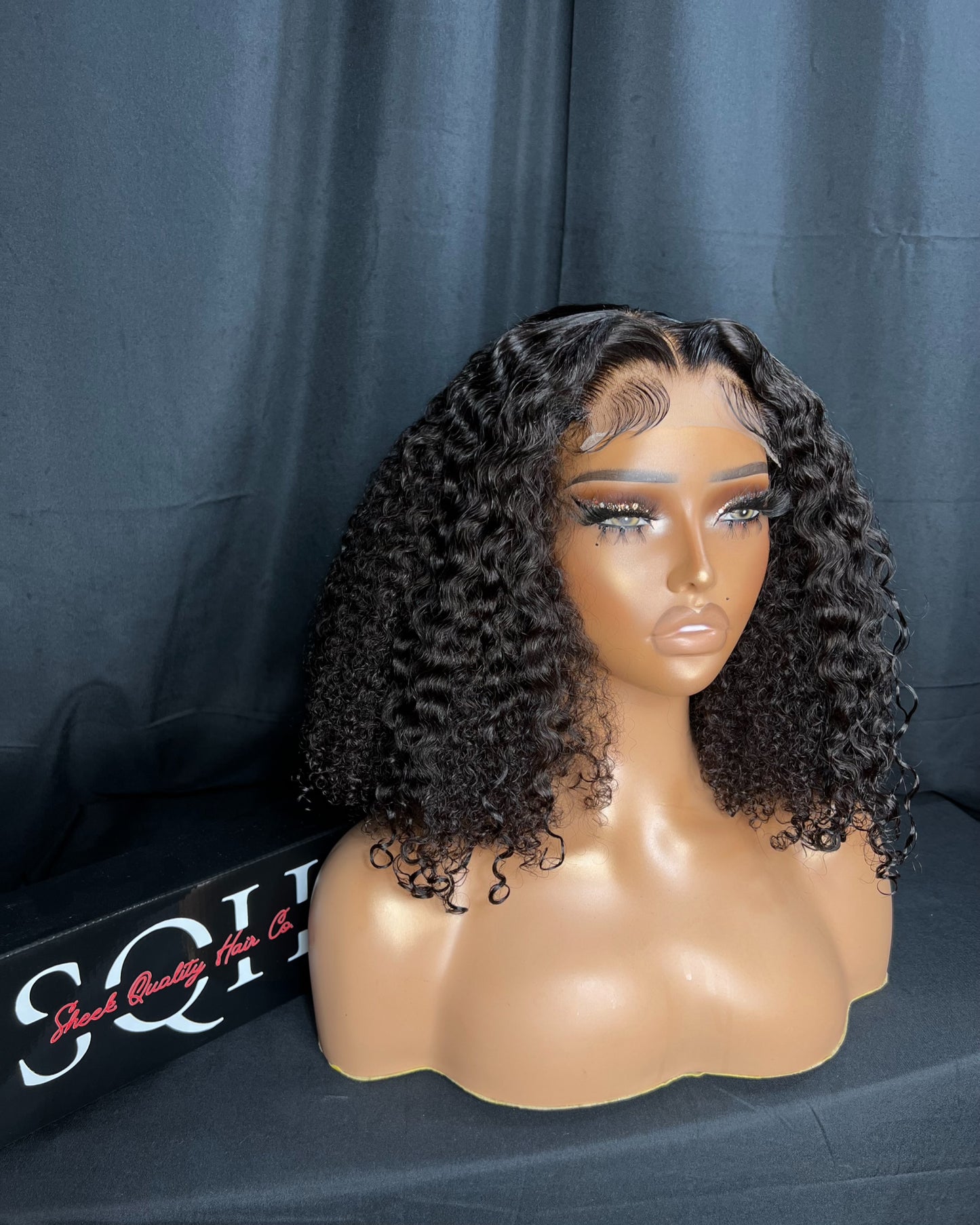 "ESTHER" 4X4 TRANSPARENT LACE, 16-INCH, KINKY CURLY, READY TO SHIP WIG