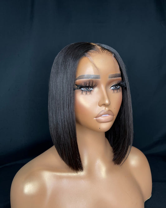 “GIGI” MEDIUM CAP, 2X6 CLOSURE, HD LACE, 12-INCH, STRAIGHT, BLUNT CUT, LAST 3 YEARS PLUS, READY TO SHIP WIG