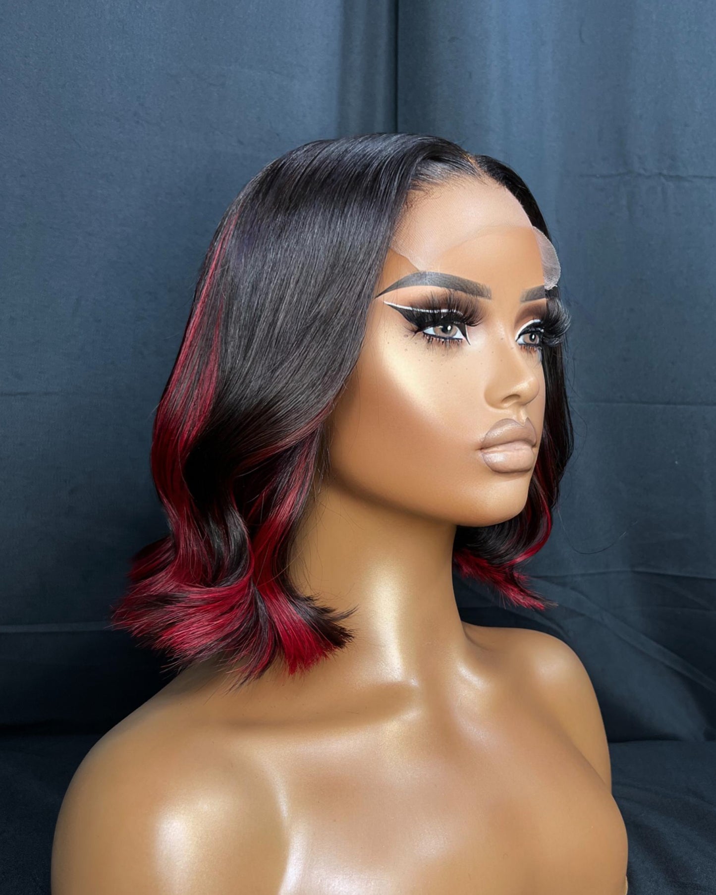 “PRIYA” LAST 3 YEARS PLUS, 5X5 CLOSURE, 12 INCH WIG, RED HUMAN HAIR BOB WIG,