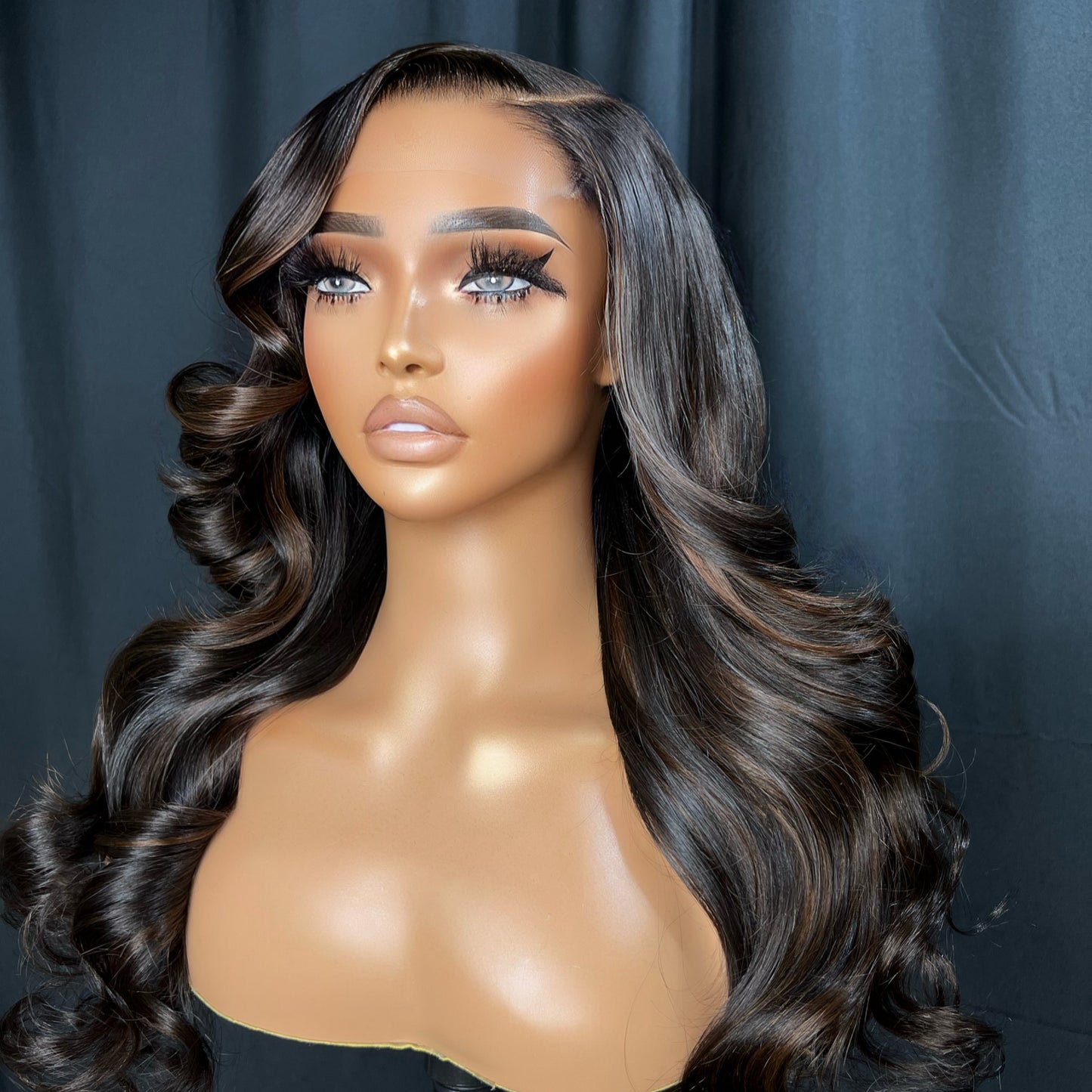 “CHRISTIAN” READY TO SHIP GLUELESS WIG, 20 INCH BODY WAVY HAIR, BALAYAGE HIGHLIGHTS, BEGINNER FRIENDLY WIG