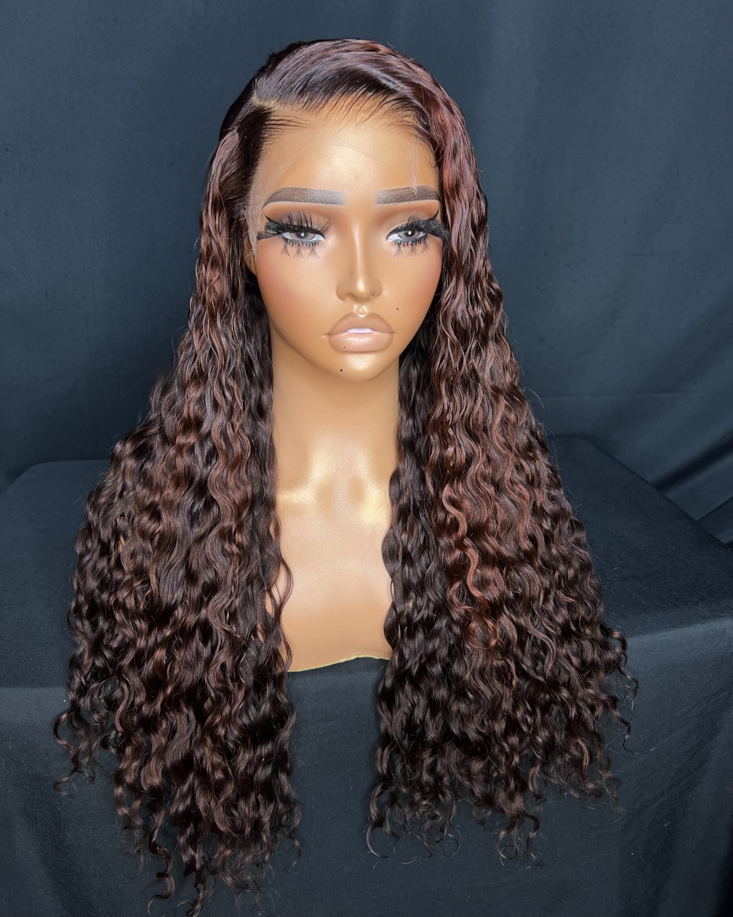 “CINNAMON SPICE” (Ready to Ship Wig) 5X5 CLOSURE, HD LACE, 22-INCH, CURLY, LAST 2 YEARS PLUS, READY TO WEAR WIG