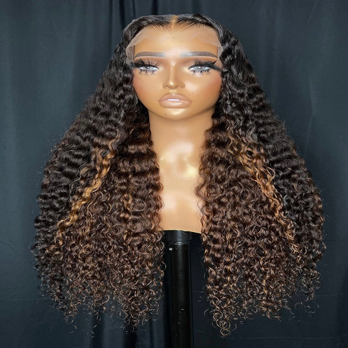 "AISHA" 13X4 FULL FRONTAL, HD LACE, CURLY HUMAN HAIR WIG