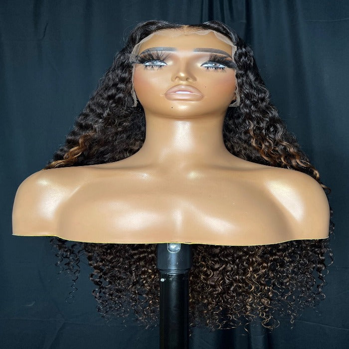 "AISHA" 13X4 FULL FRONTAL, HD LACE, CURLY HUMAN HAIR WIG