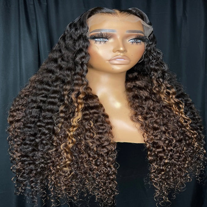 "AISHA" 13X4 FULL FRONTAL, HD LACE, CURLY HUMAN HAIR WIG