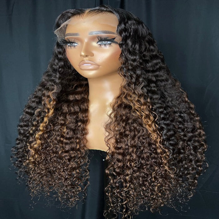 "AISHA" 13X4 FULL FRONTAL, HD LACE, CURLY HUMAN HAIR WIG