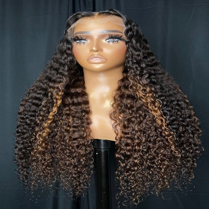 "AISHA" 13X4 FULL FRONTAL, HD LACE, CURLY HUMAN HAIR WIG