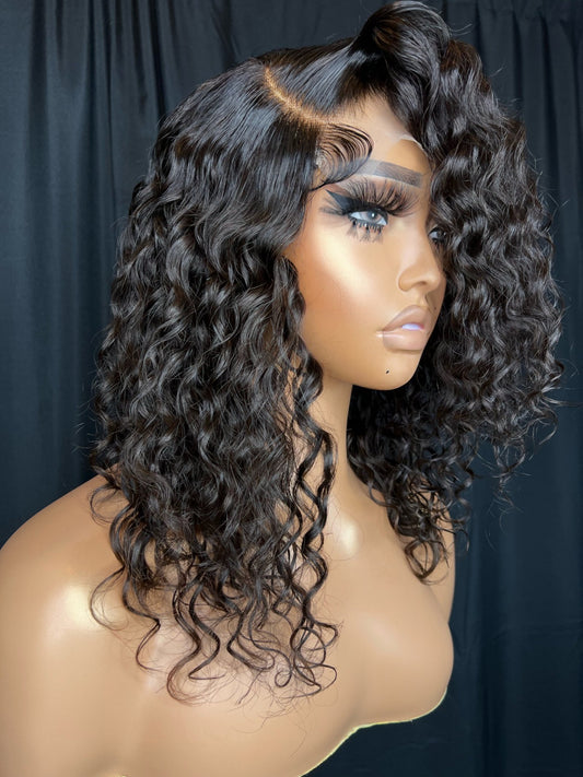 "PAYTON" 4X4 TRANSPARENT LACE, 12-INCH, SIDE PART, DEEP WAVE WIG